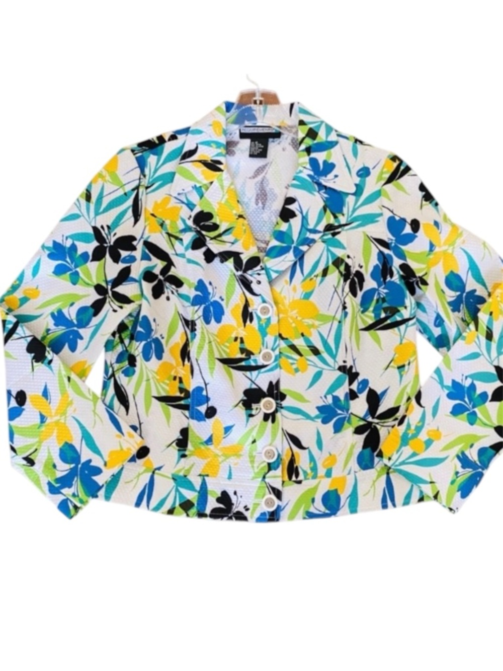 Vintage Jacket Blazer Floral White 12 Eccentric Aunt Whimsical Grandma Dopamine